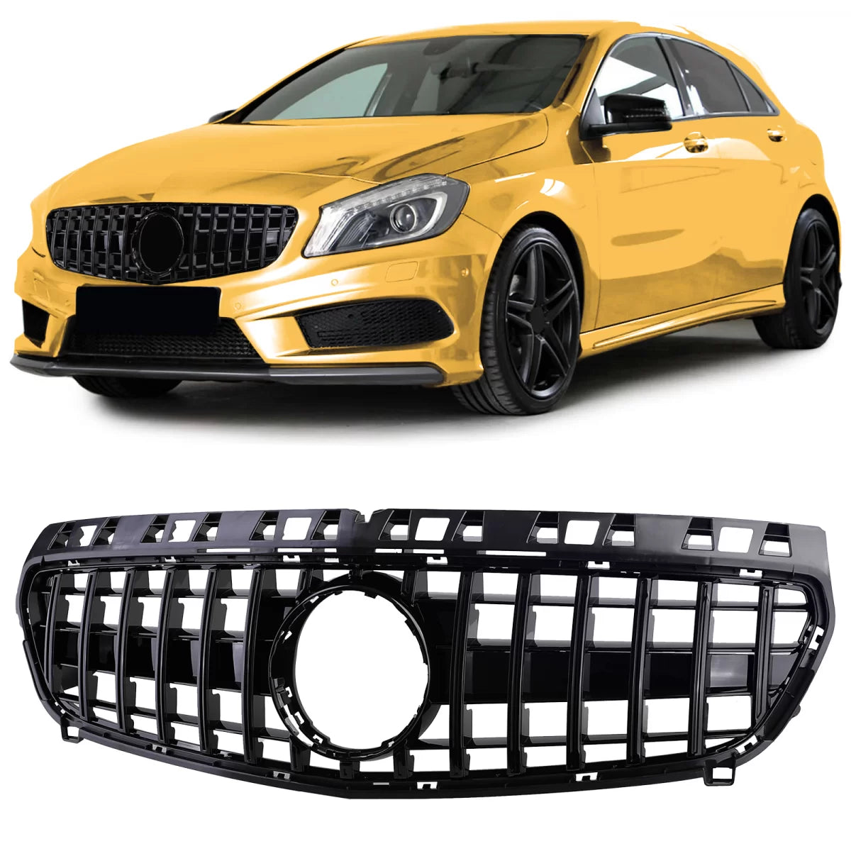 Griglia Sportiva Nera Lucida Anteriore per Mercedes Classe A W176 2012-2015