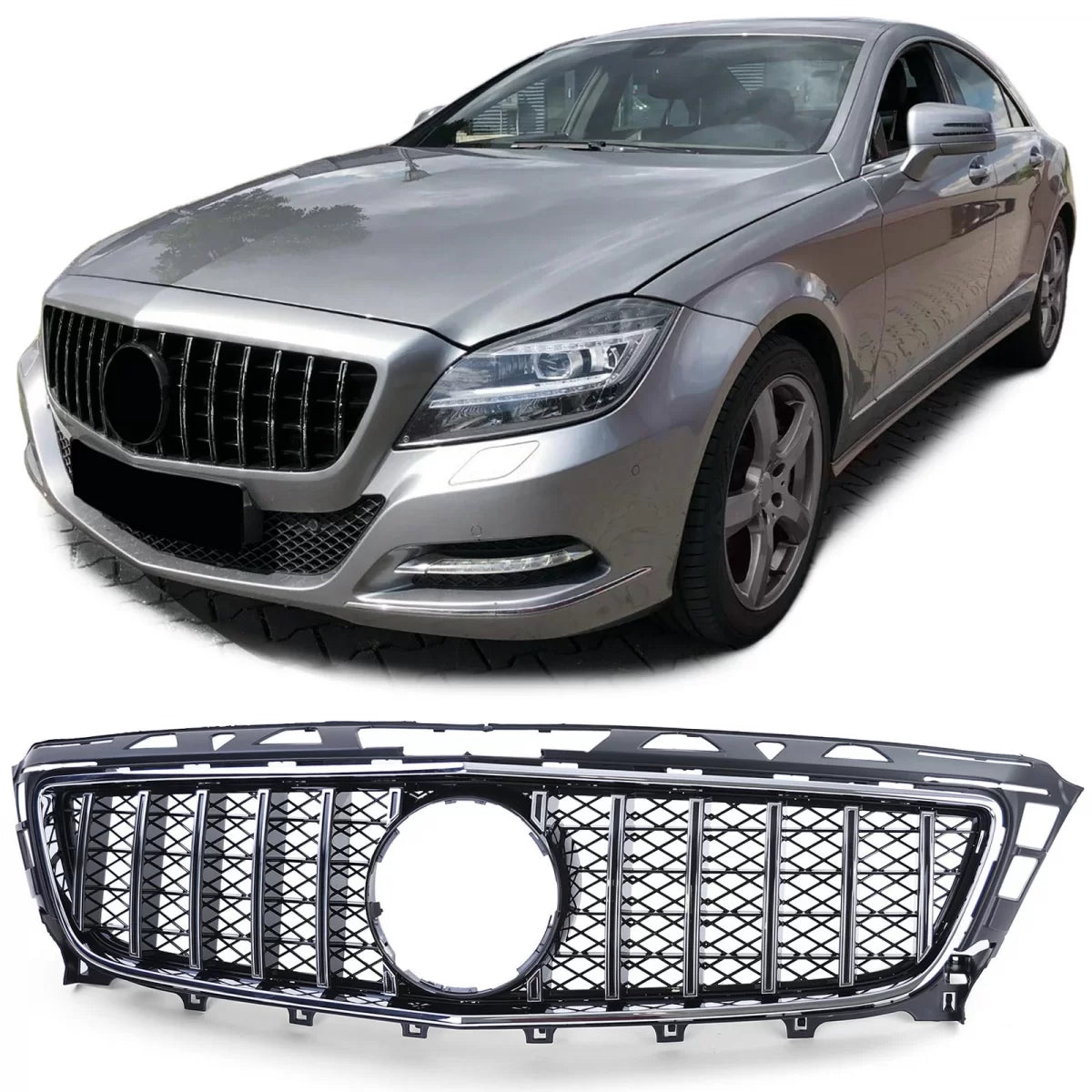 Griglia Sportiva Cromata Nera Anteriore per Mercedes CLS C218 X218 11-14