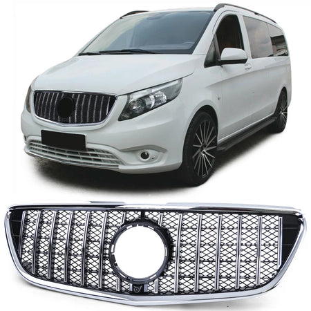 Griglia Anteriore Sportiva Nero Cromato per Mercedes Vito W447 14-19