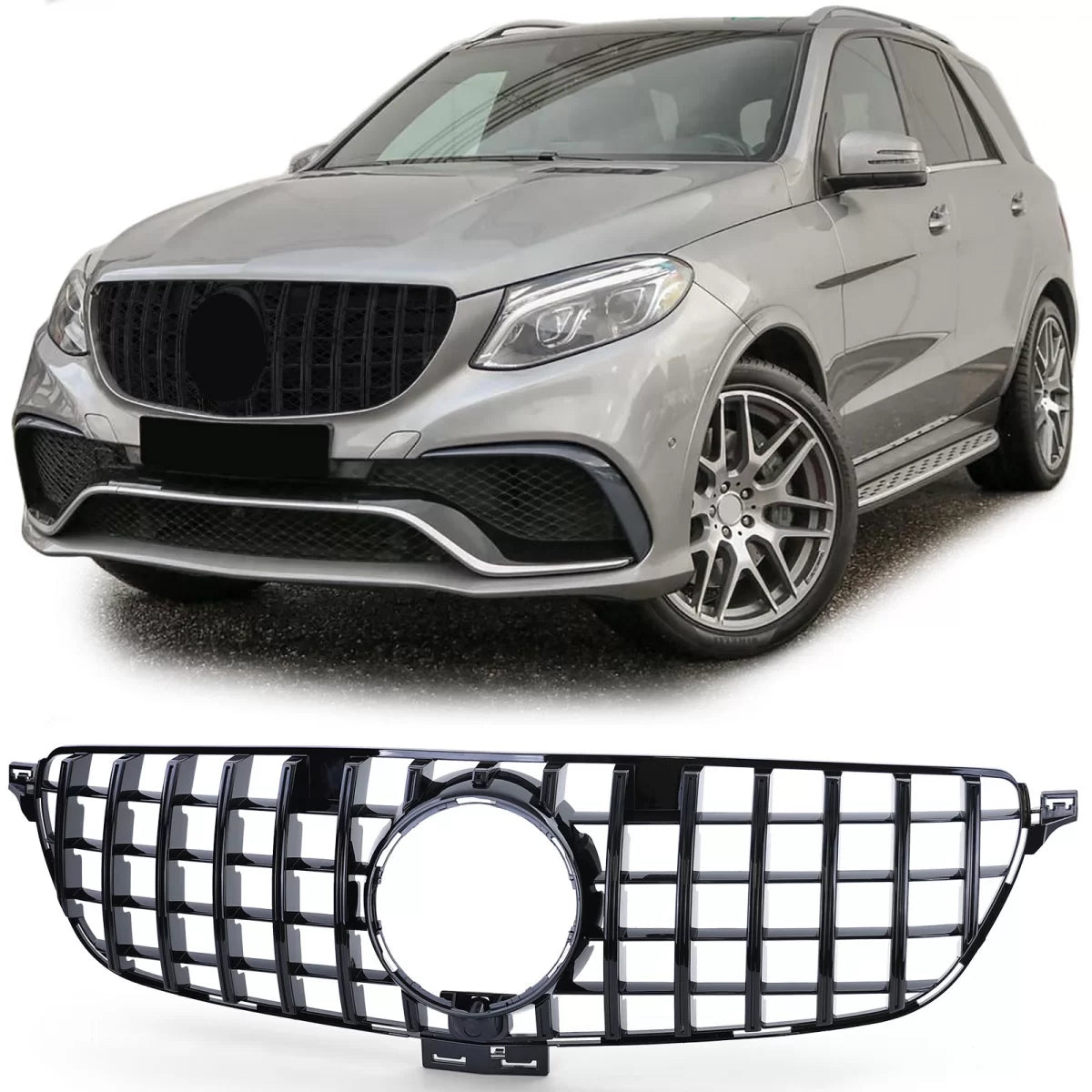 Griglia Sportiva Lucida Nera Anteriore per Mercedes GLE W166 15-19