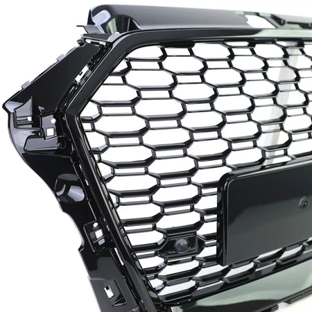 Griglia Sportiva Nido D'ape Nero Lucido Anteriore Audi A3 8V 16-20 Senza Acc