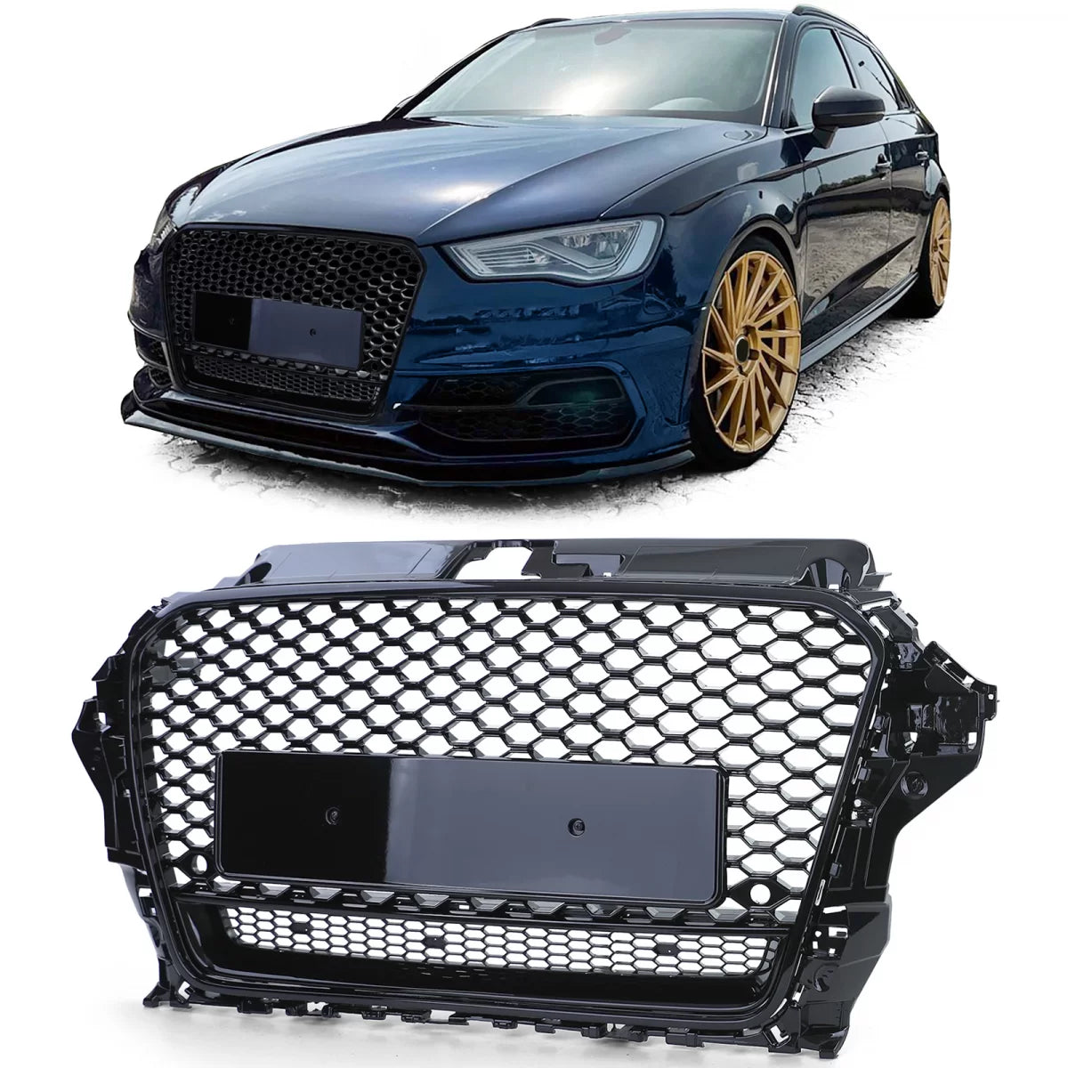 Griglia Sportiva Nido D'ape Nero Lucido Anteriore per Audi A3 8V 12-16