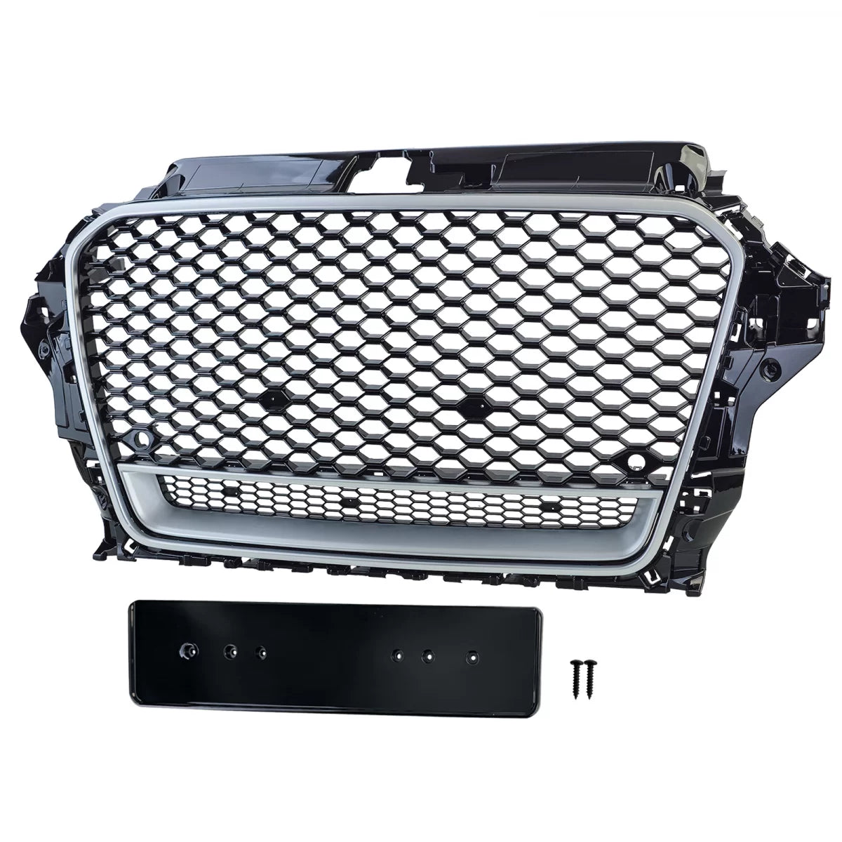 Griglia Sportiva Nido D'ape Nero Lucido Argento per Audi A3 8V 12-16