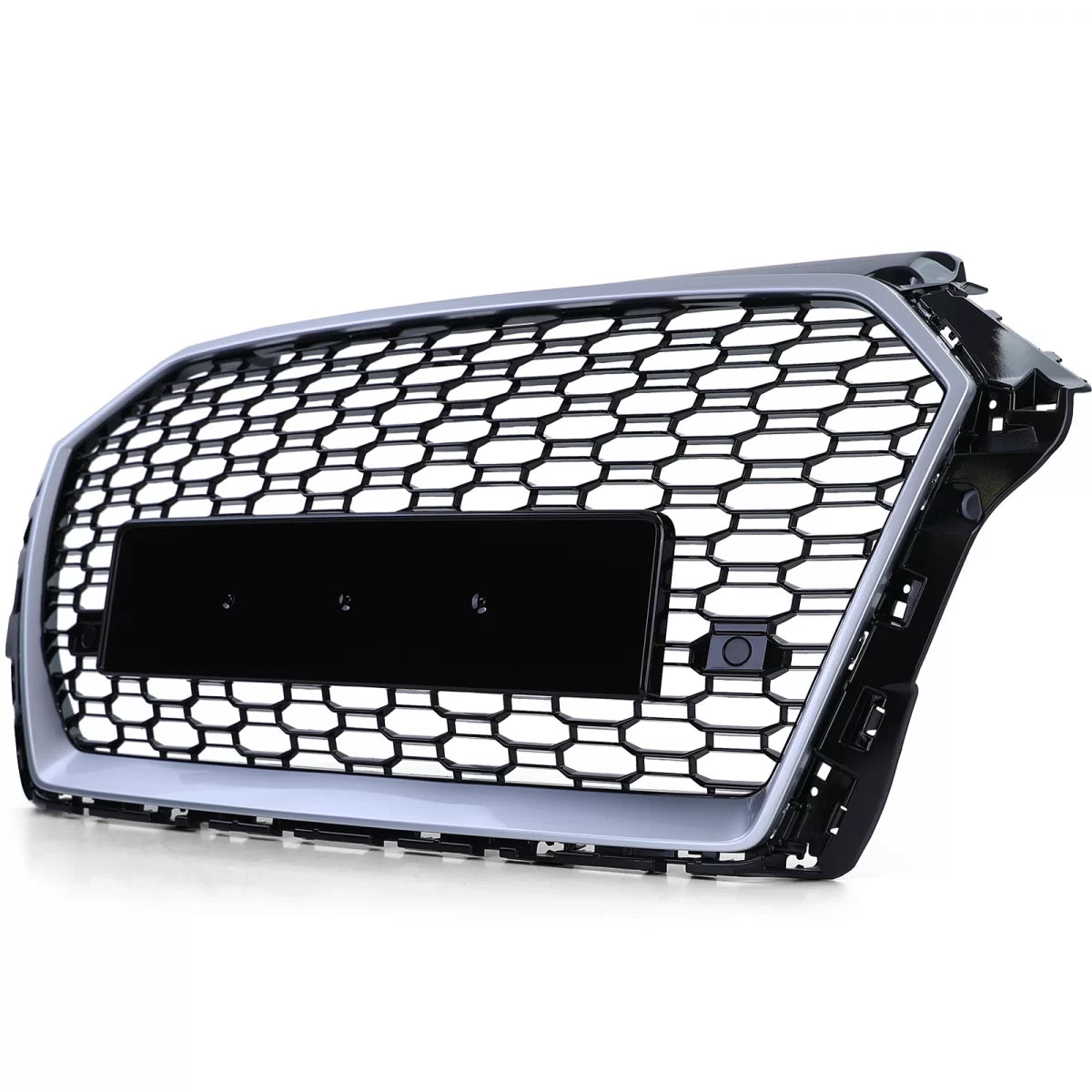 Griglia Sportiva Nido D'ape Nero Lucido Argento per Audi A3 8V 16-20 Senza ACC