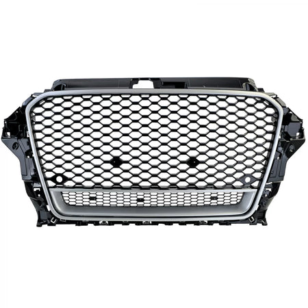Griglia Sportiva Nido D'ape Nero Lucido Argento per Audi A3 8V 12-16
