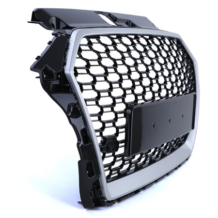 Griglia Sportiva Nido D'ape Nero Lucido Argento per Audi A3 8V 16-20 Senza ACC