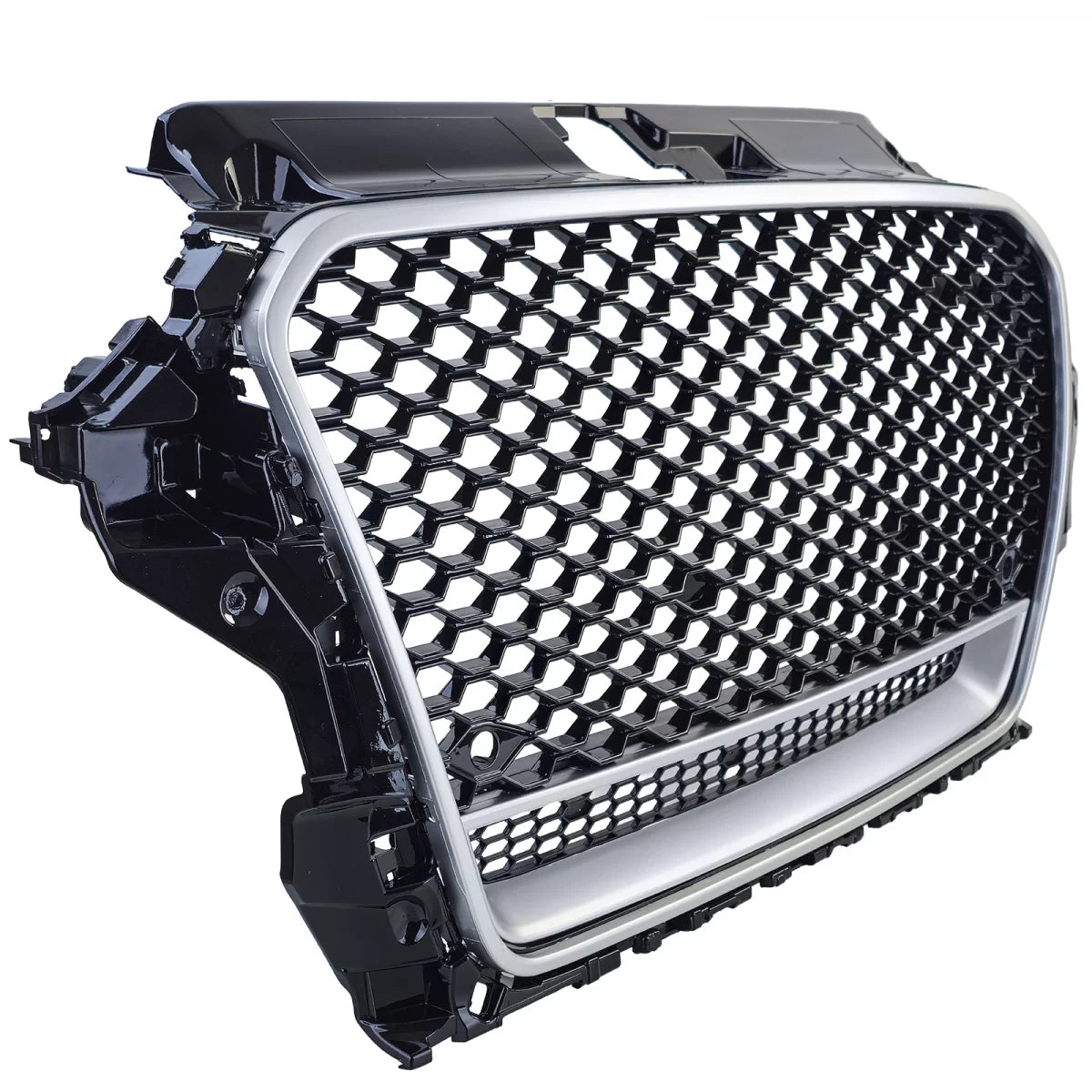 Griglia Sportiva Nido D'ape Nero Lucido Argento per Audi A3 8V 12-16