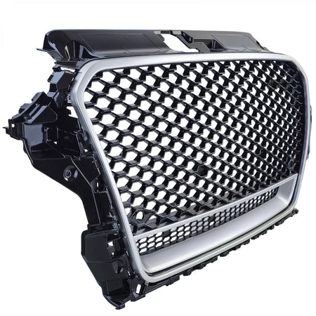 Griglia Sportiva Nido D'ape Nero Lucido Argento per Audi A3 8V 12-16