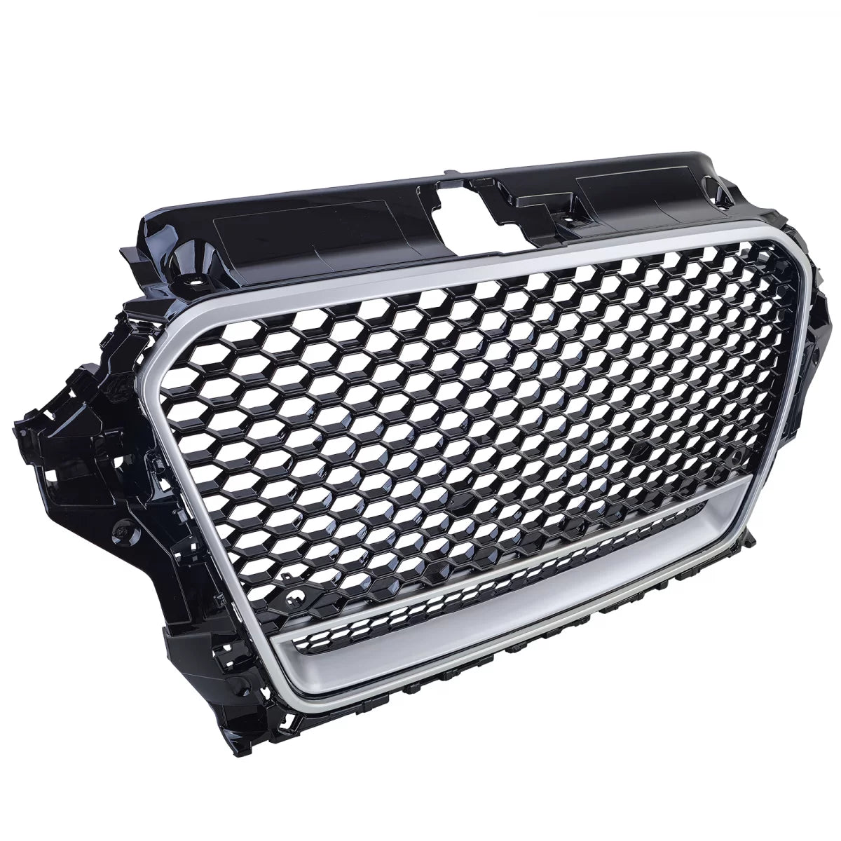 Griglia Sportiva Nido D'ape Nero Lucido Argento per Audi A3 8V 12-16