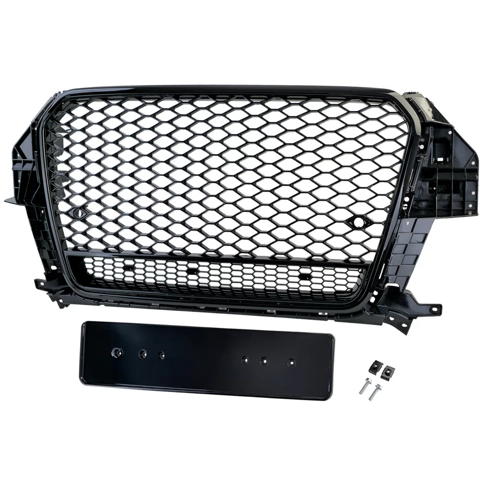 Griglia Sportiva Nido D'ape Nero Lucido per Audi Q3 8U Pre-facelift 11-15
