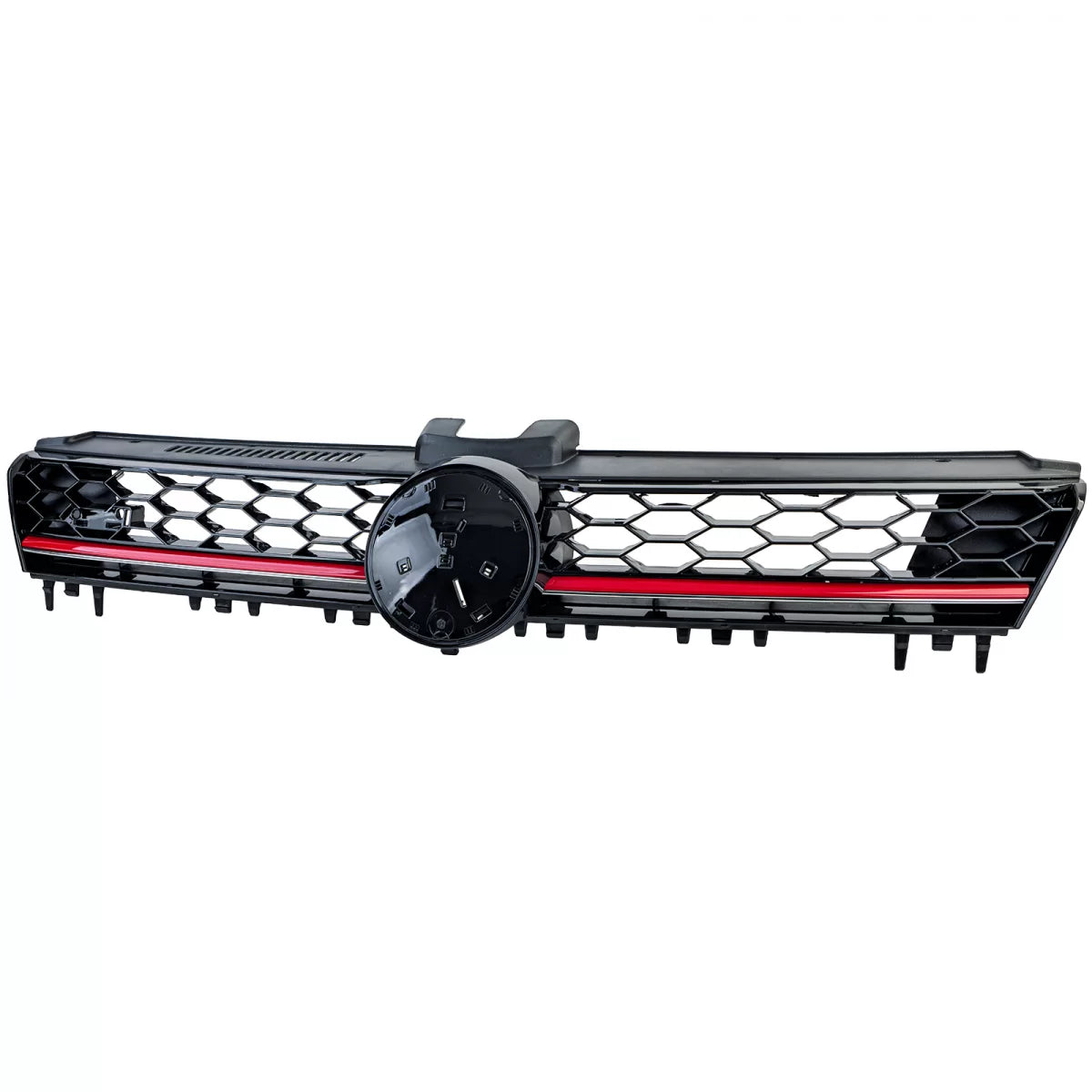 Griglia Anteriore Sportiva Nido D'ape Nero Lucido con Bordo Rosso per VW Golf 7