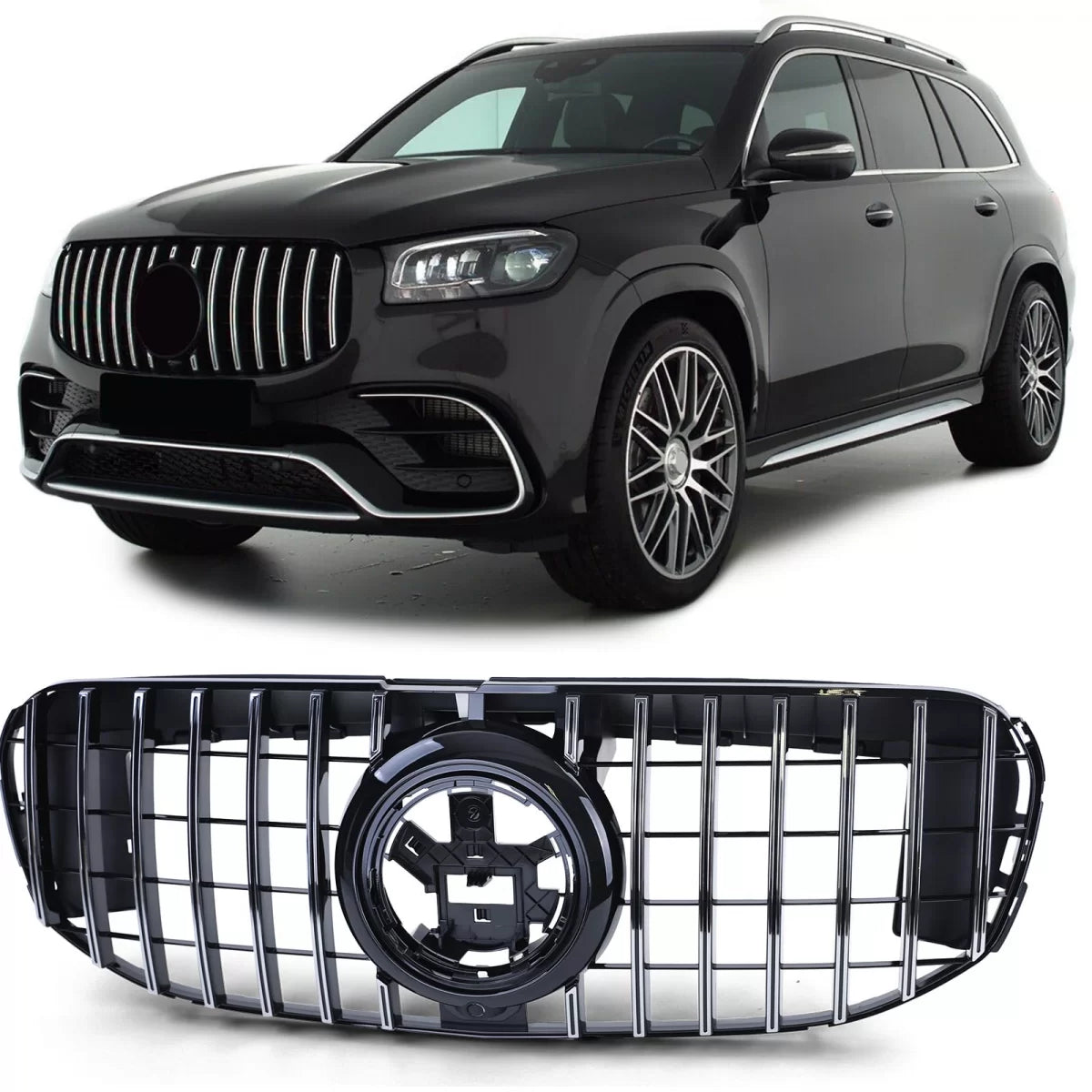 Griglia Sportiva Anteriore Nera Lucida con Cromature per Mercedes GLS X167 2019