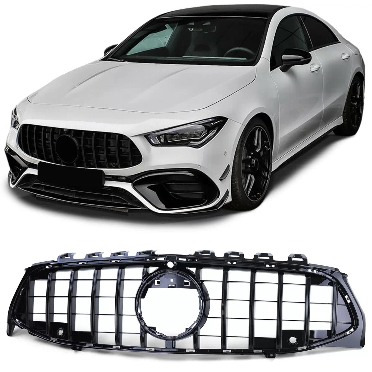 Griglia Radiatore Sportiva Nera Lucida per Mercedes CLA C118 X118 2019-2022