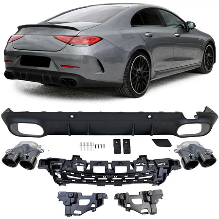Diffusore Posteriore Sport con Terminali Neri per Mercedes CLS C257 2018-2023