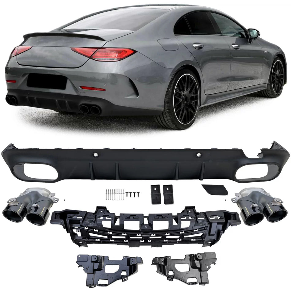 Diffusore Posteriore Sport con Terminali Neri per Mercedes CLS C257 2018-2023