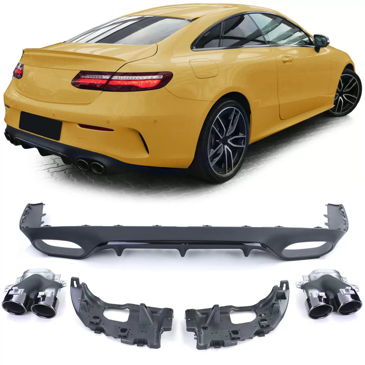 Diffusore Posteriore Sportivo con Terminali Neri per Mercedes Classe E C238