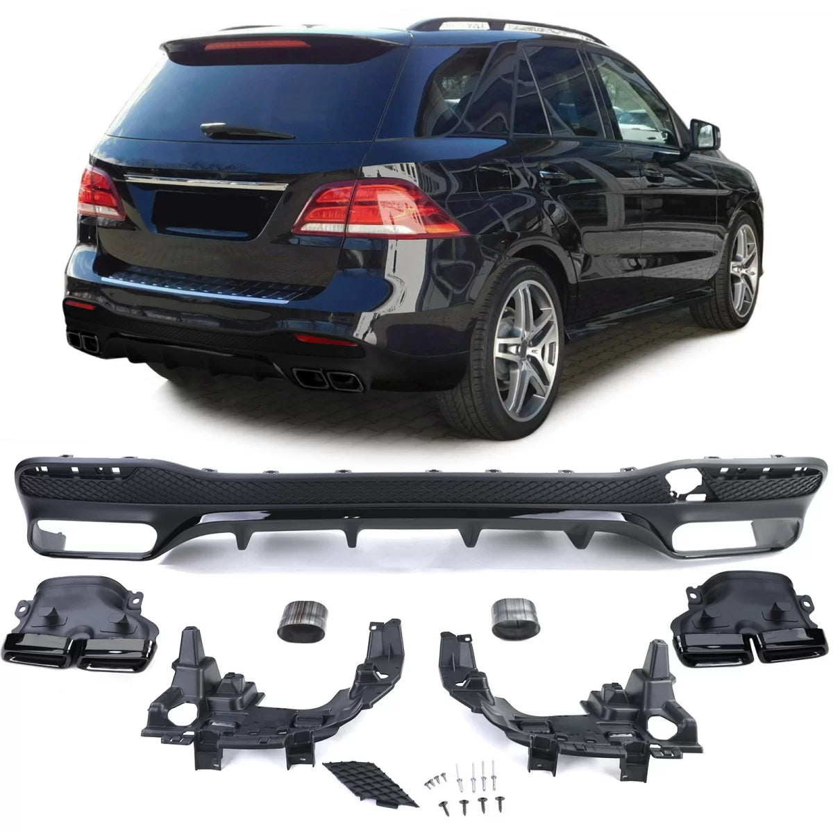 Diffusore Posteriore Sport con Terminali Neri per Mercedes GLE W166 15-18