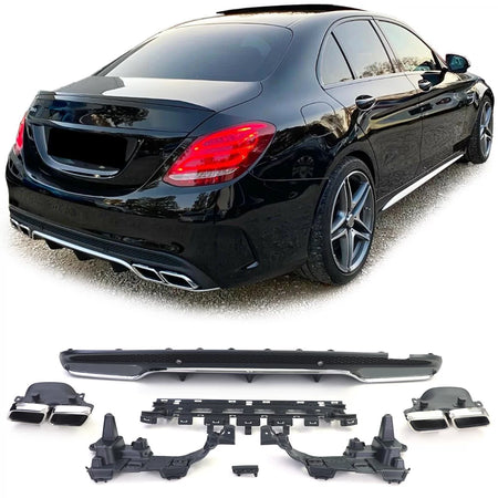 Diffusore Posteriore Sport con Terminali Cromati per Mercedes C S205 W205 14-18