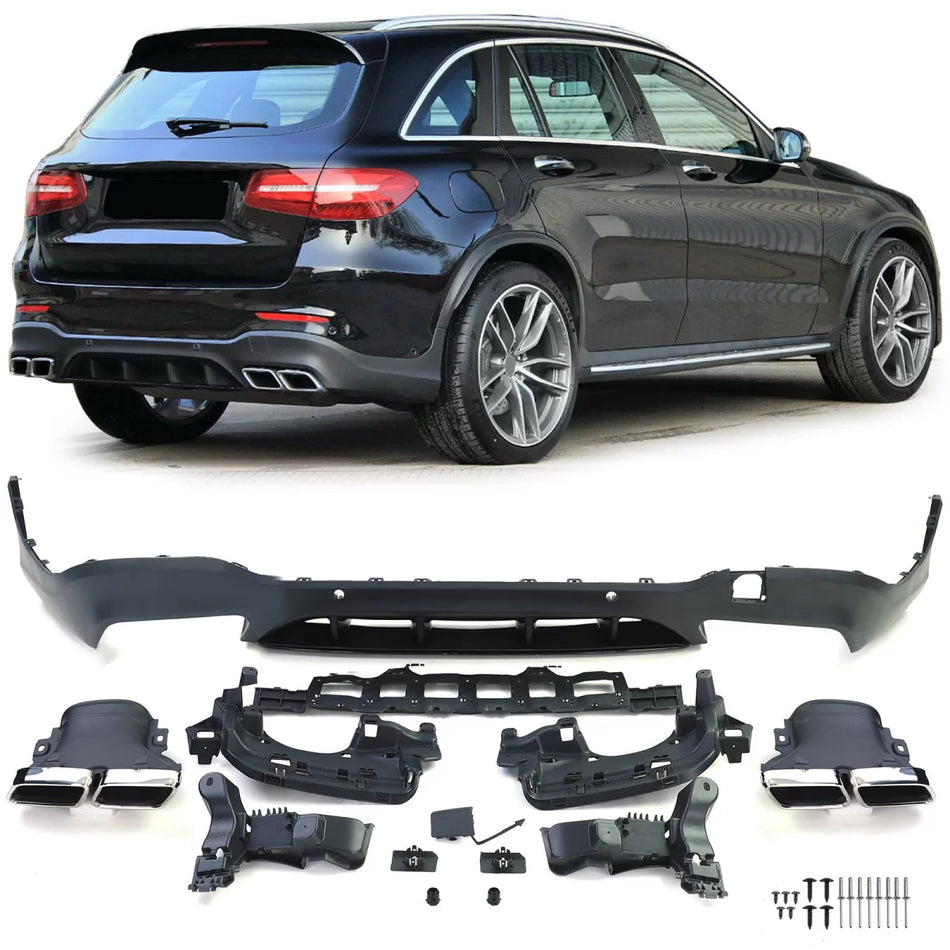 Diffusore Posteriore Sportivo con Terminali Cromati per Mercedes GLC X253 15-19