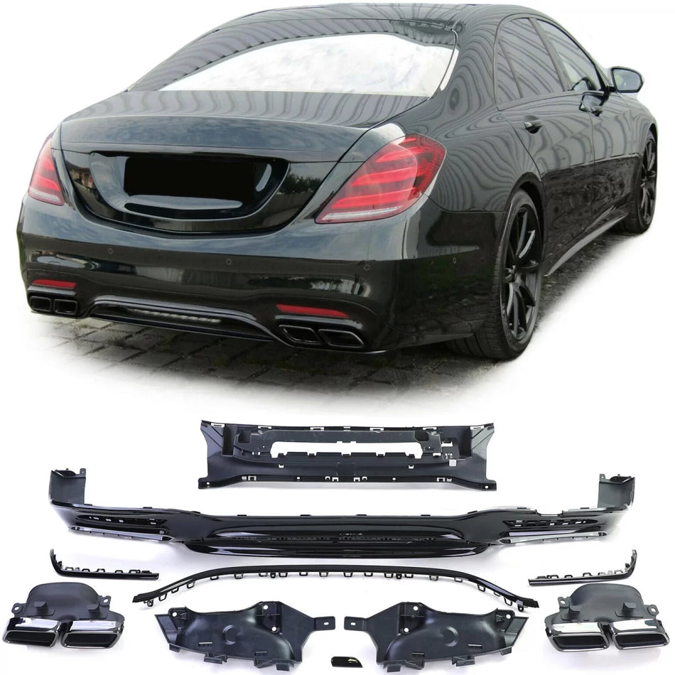Diffusore Posteriore Sport con Doppio Terminale Nero per Mercedes Classe S W222