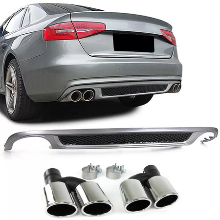 Diffusore Posteriore Sportivo con Doppie Terminali Laterali per Audi A4 B8 07-11