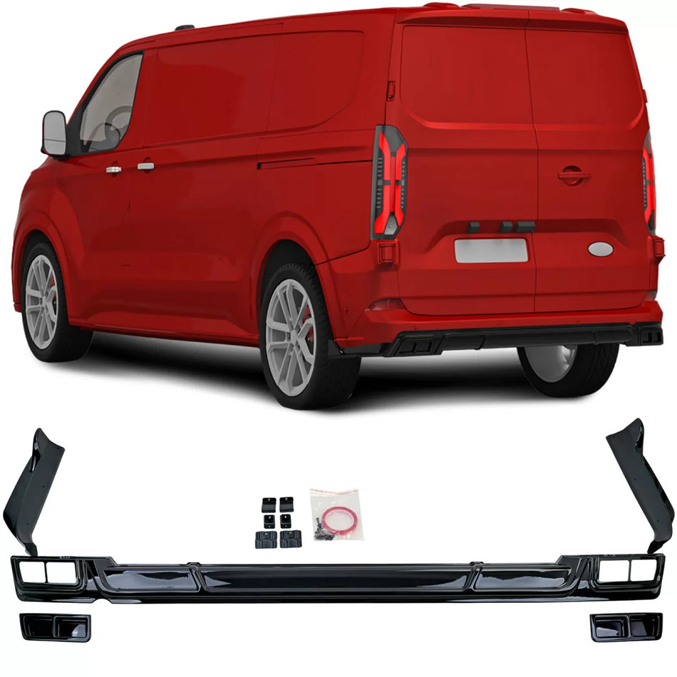 Diffusore Posteriore Sportivo Nero Lucido per Ford Tourneo Transit Custom
