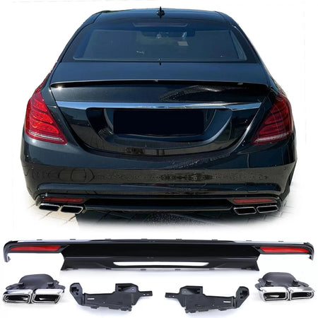 Diffusore Posteriore Sportivo Lucido con Terminali per Mercedes Classe S W222