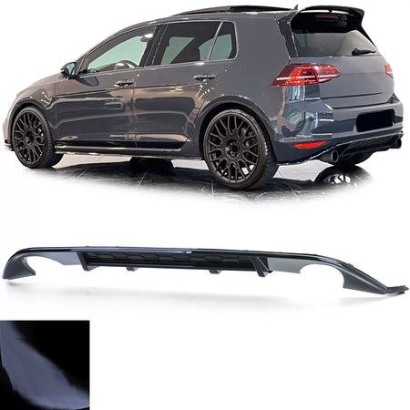 Diffusore Posteriore Sportivo Doppia Uscita Nero Lucido per VW Golf 7 GTI 13-17