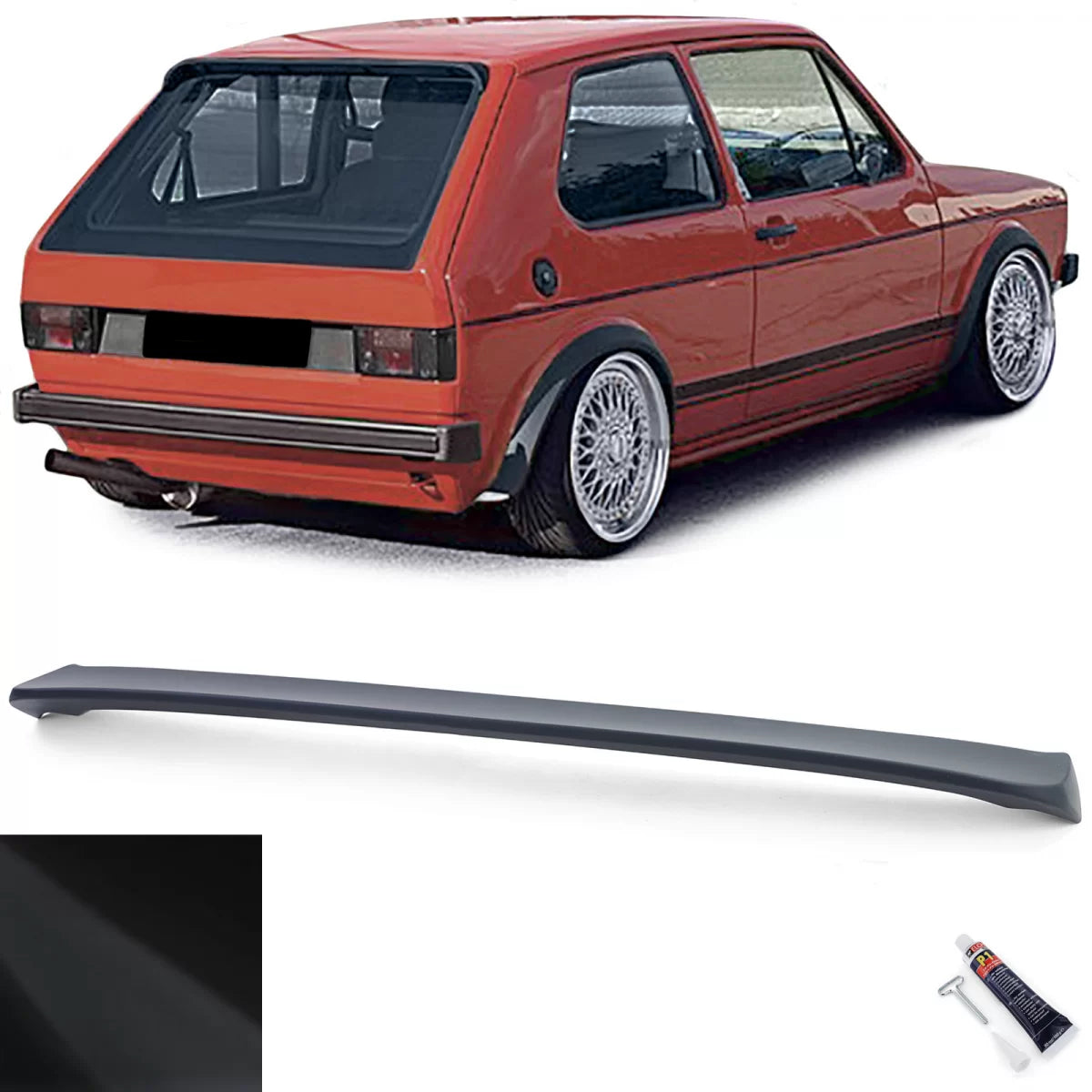 Spoiler Posteriore Sportivo Nero Opaco per Volkswagen Golf 1 74-85 GTI