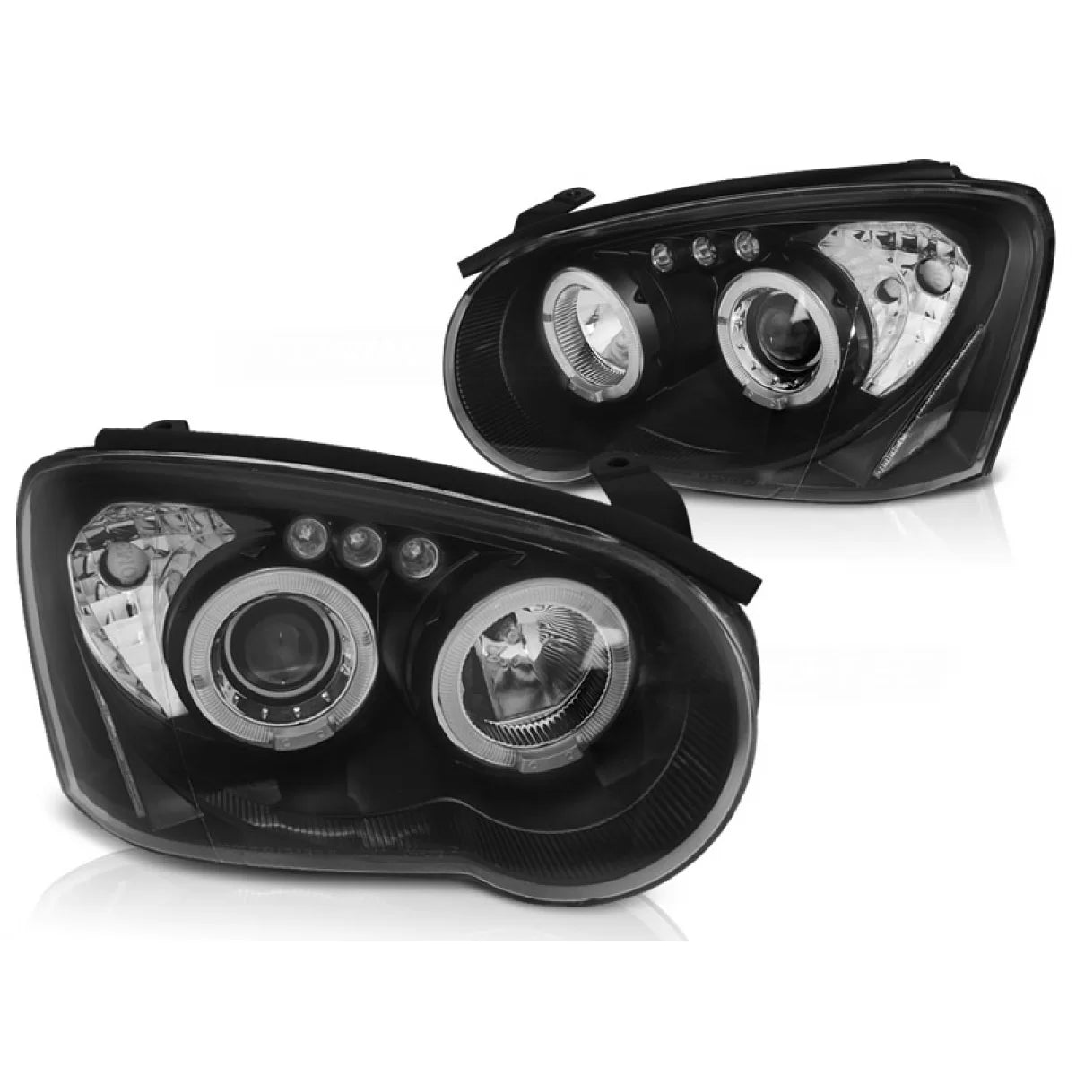 Fanali Angel Eyes Neri Anteriori per Subaru Impreza Ii Gd 03-05