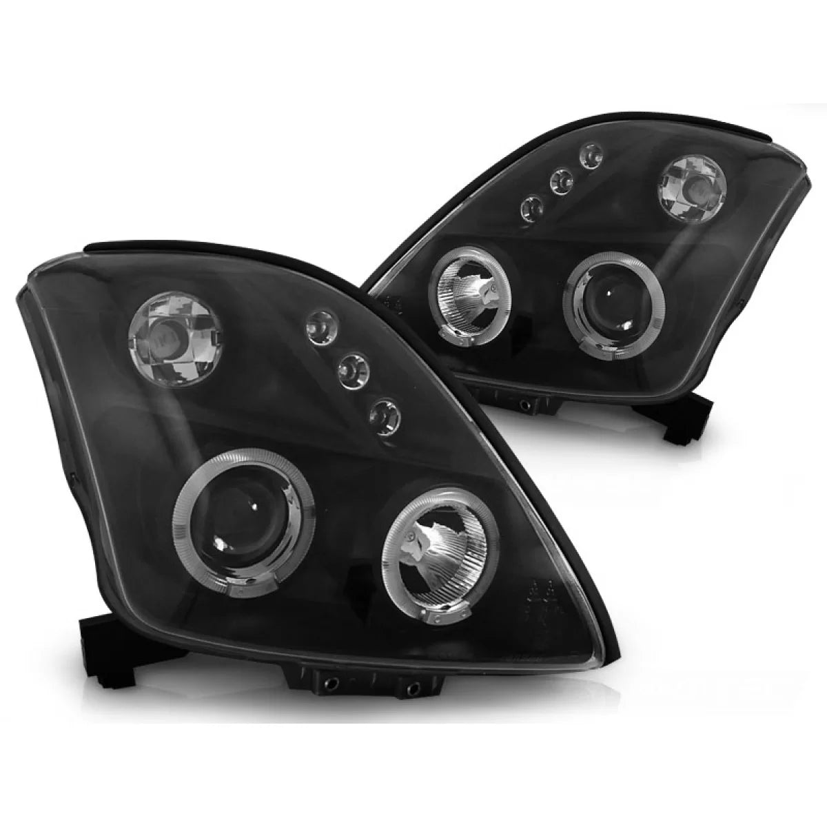 Fanali Angel Eyes Neri Anteriori per Suzuki Swift 05.05-10