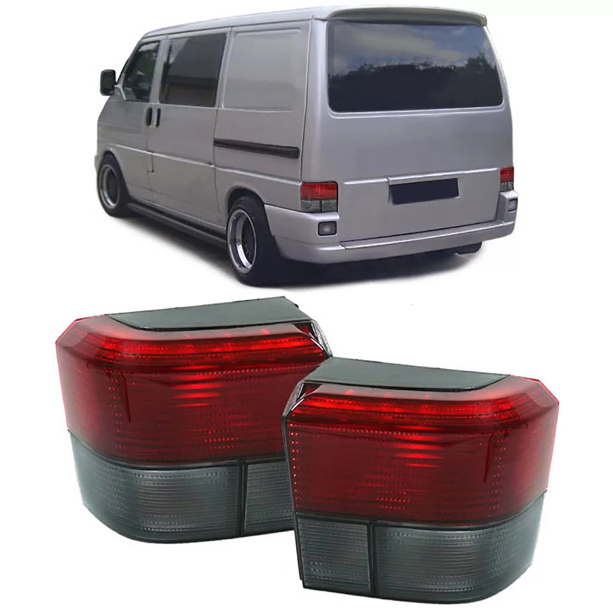 Fanali Posteriori Rosso Nero Dx e Sx per VW T4 Bus Transporter 90-03