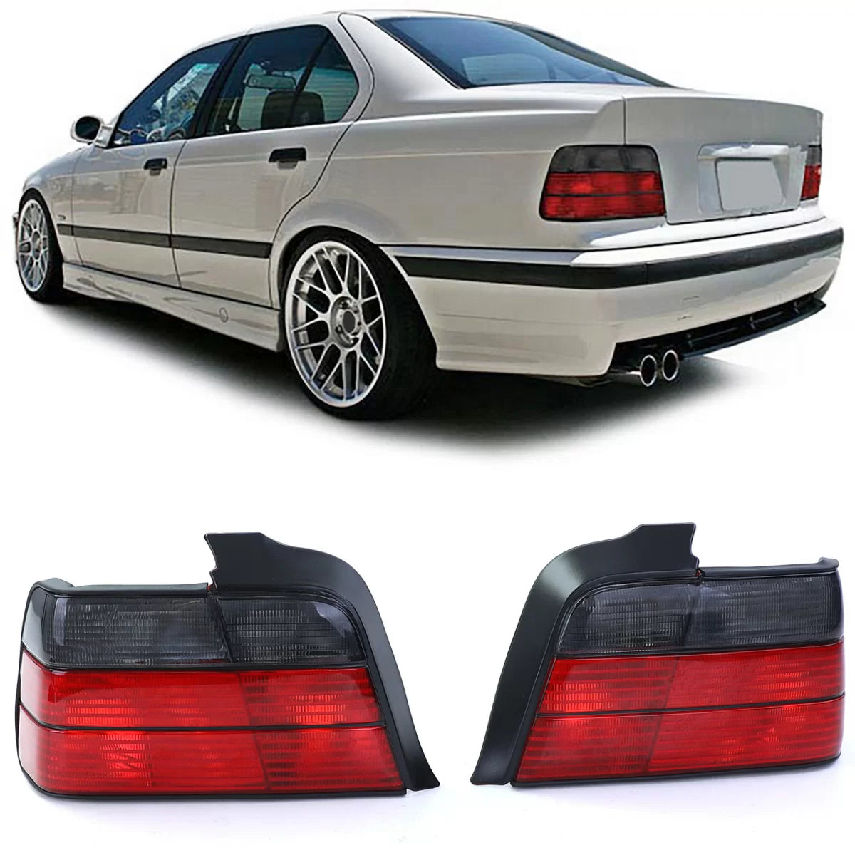 Fanali Posteriori Rosso Nero Fumé per BMW Serie 3 E36 Berlina 90-99