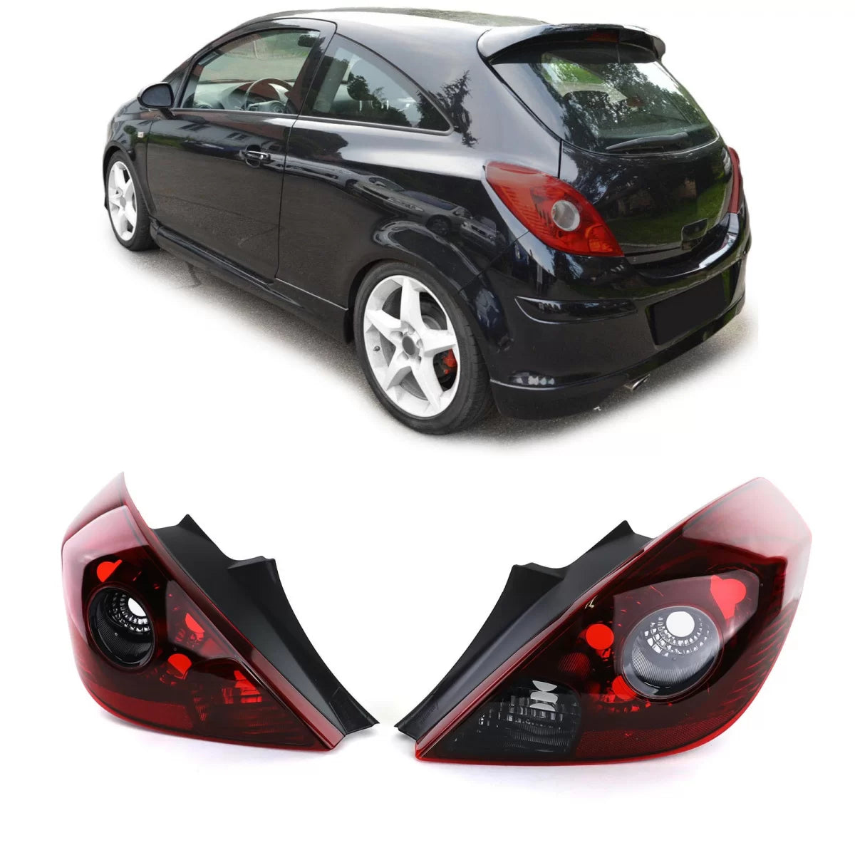 Fanali Posteriori Opacizzati Set per Opel Corsa D 3 Porte 2006-2014