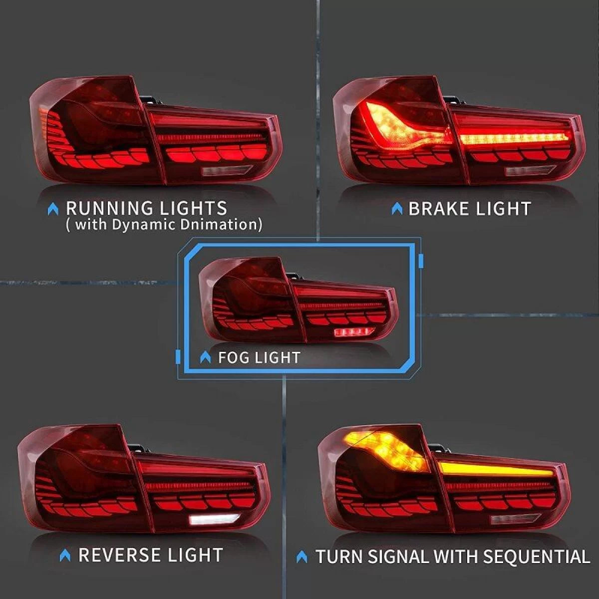 Fanali Posteriori LED M4 Look Rosso Crystal per BMW 3 F30 11-18 Berlina