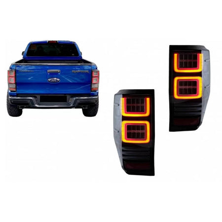 Fanali Posteriori LED Barra Dinamica Neri per Ford Ranger 12-18