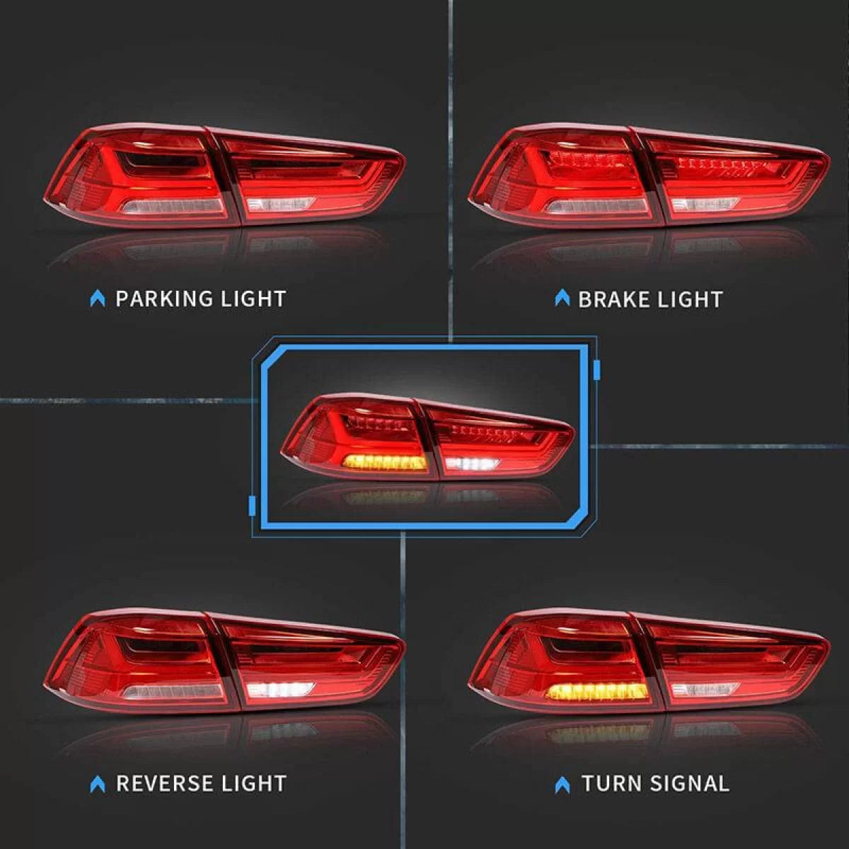 Fanali Posteriori LED Bar Rosso/cristallo per Mitsubishi Lancer X 08-17