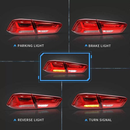Fanali Posteriori LED Bar Rosso/cristallo per Mitsubishi Lancer X 08-17