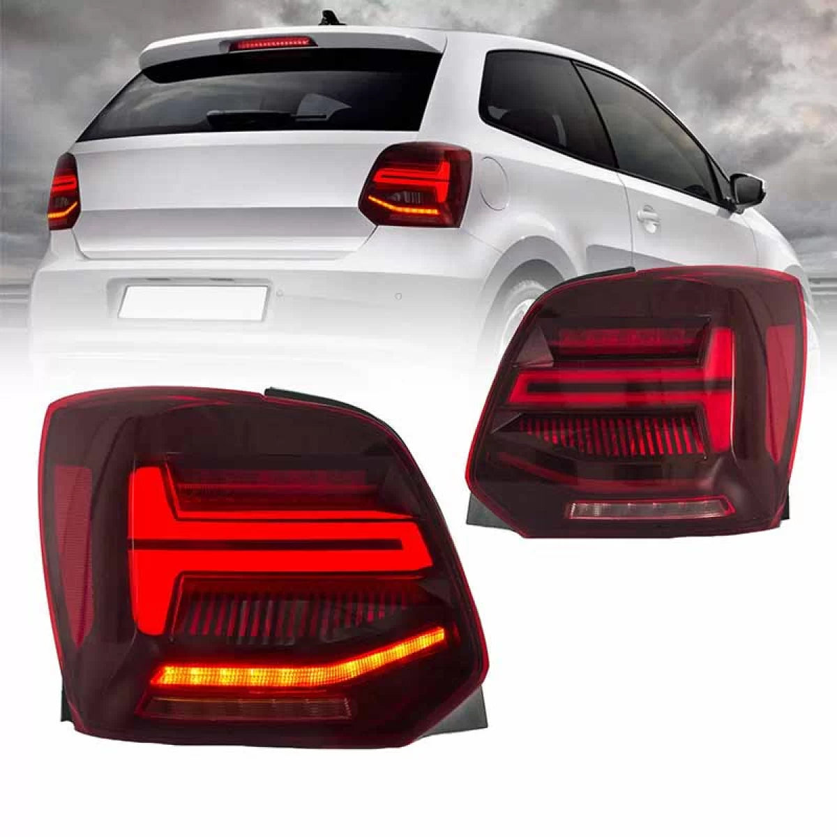 Fanali Posteriori LED Bar Rosso/cristallo per Volkswagen Polo 6R 09-14