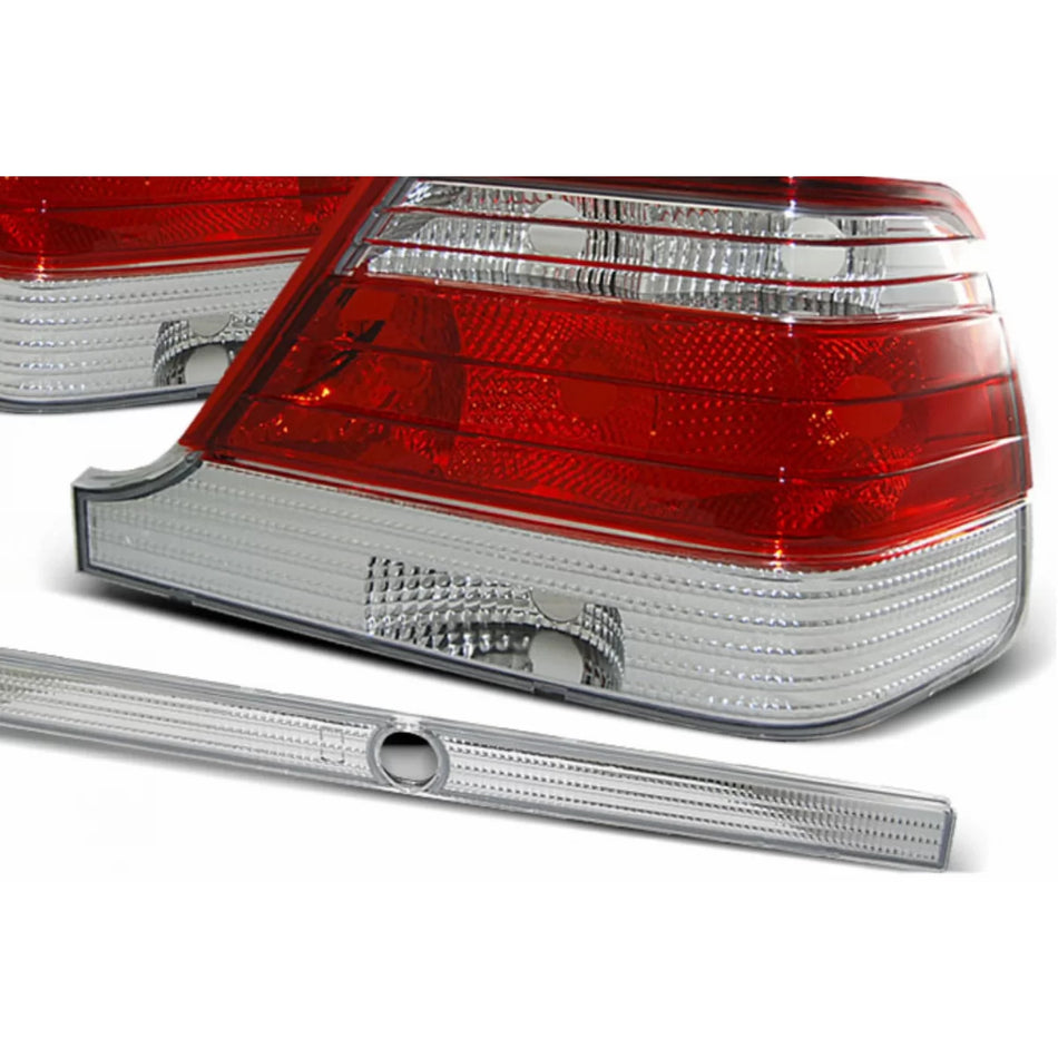 Fanali Posteriori Rossi Trasparenti per Mercedes Classe S W140 1995-1998