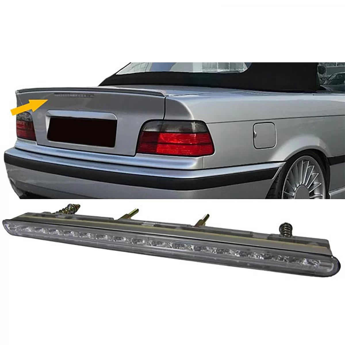Terzo Stop LED Vetro Trasparente Cromato per BMW Serie 3 E36 Cabrio 1996-1999