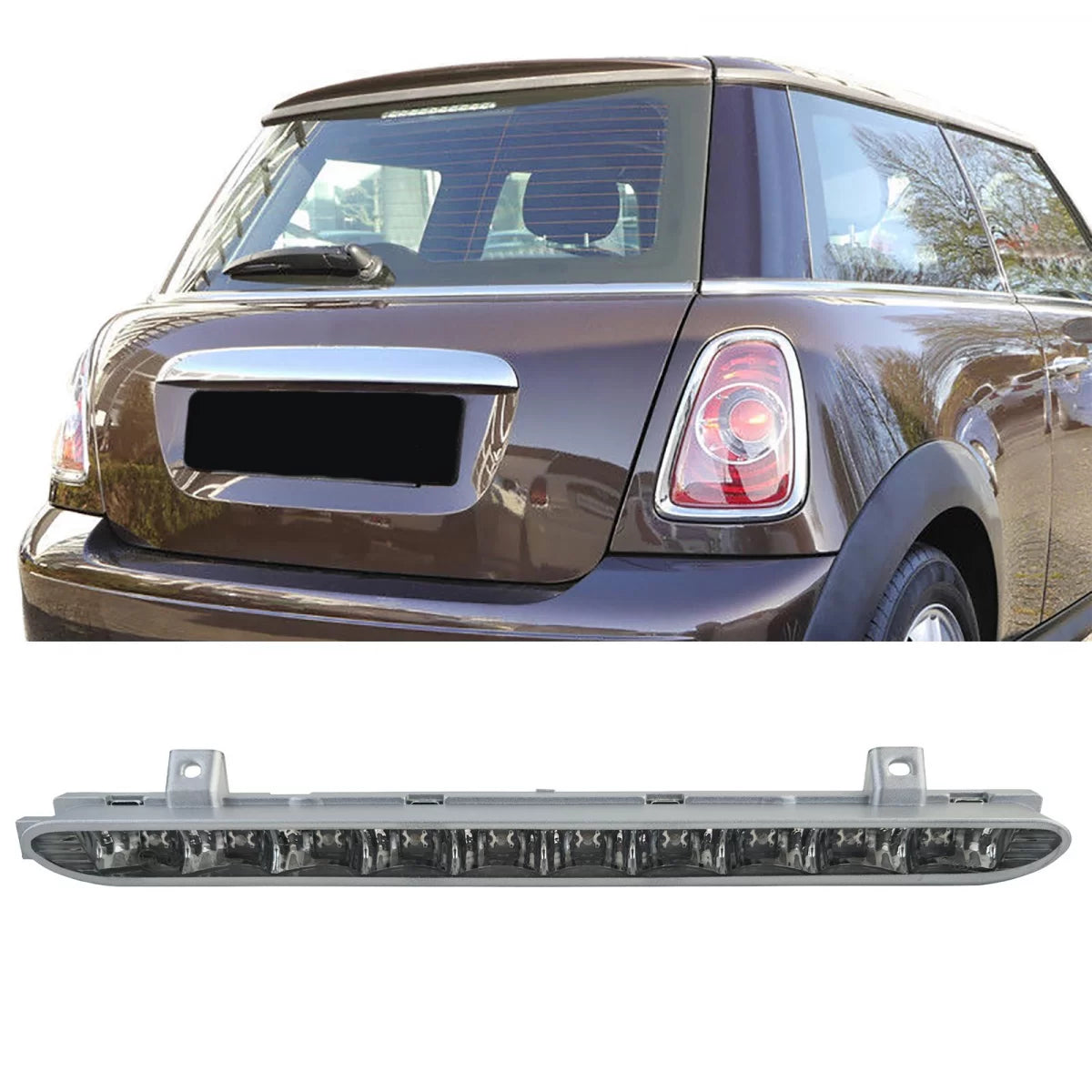 Terzo Stop LED Vetro Trasparente Cromato per Mini R56 One Cooper R60 Countryman