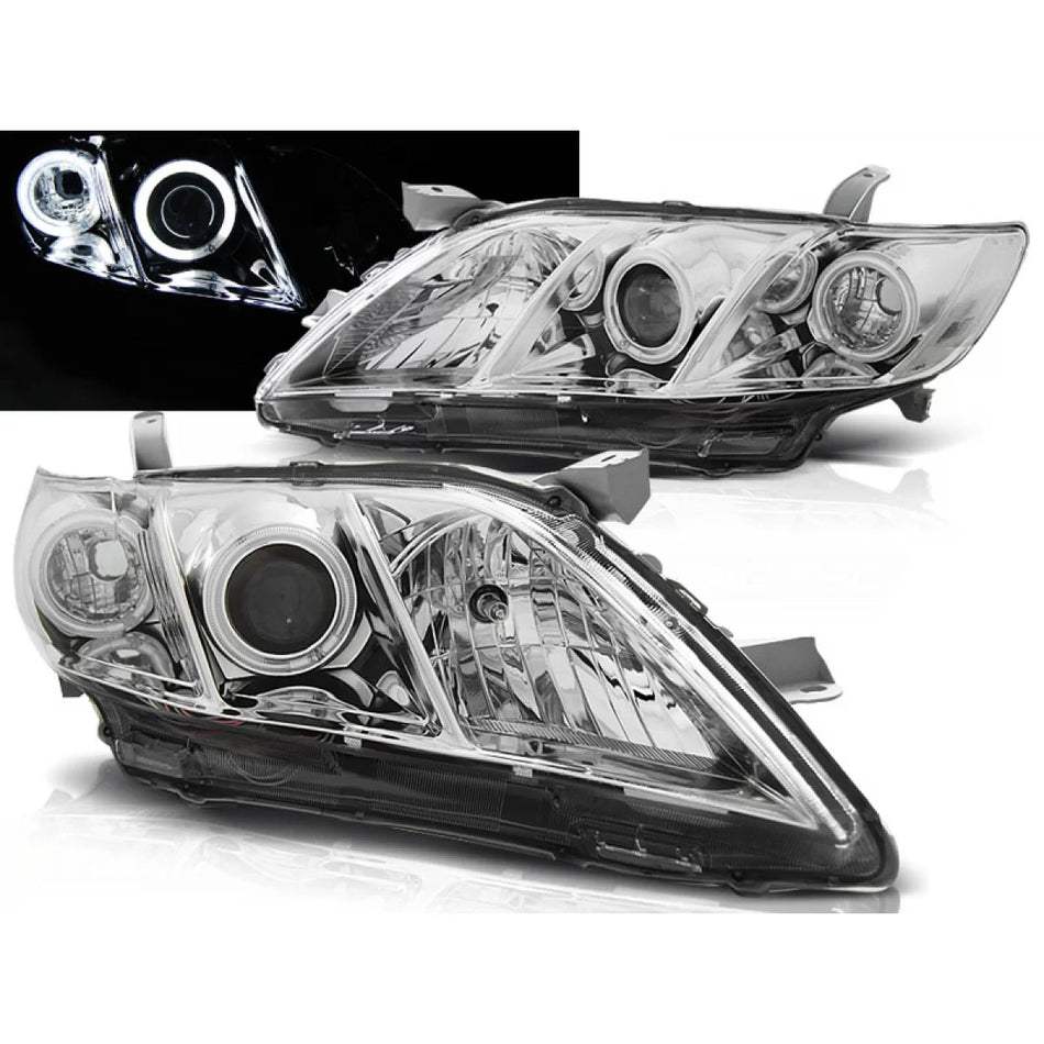 Fanale Angel Eyes Cromato Anteriore per Toyota Camry 6 XV40 06-09