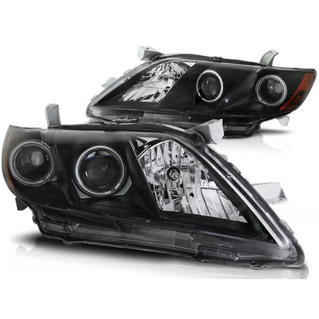 Fanali Angel Eyes Neri Anteriori per Toyota Camry 6 XV40 06-09