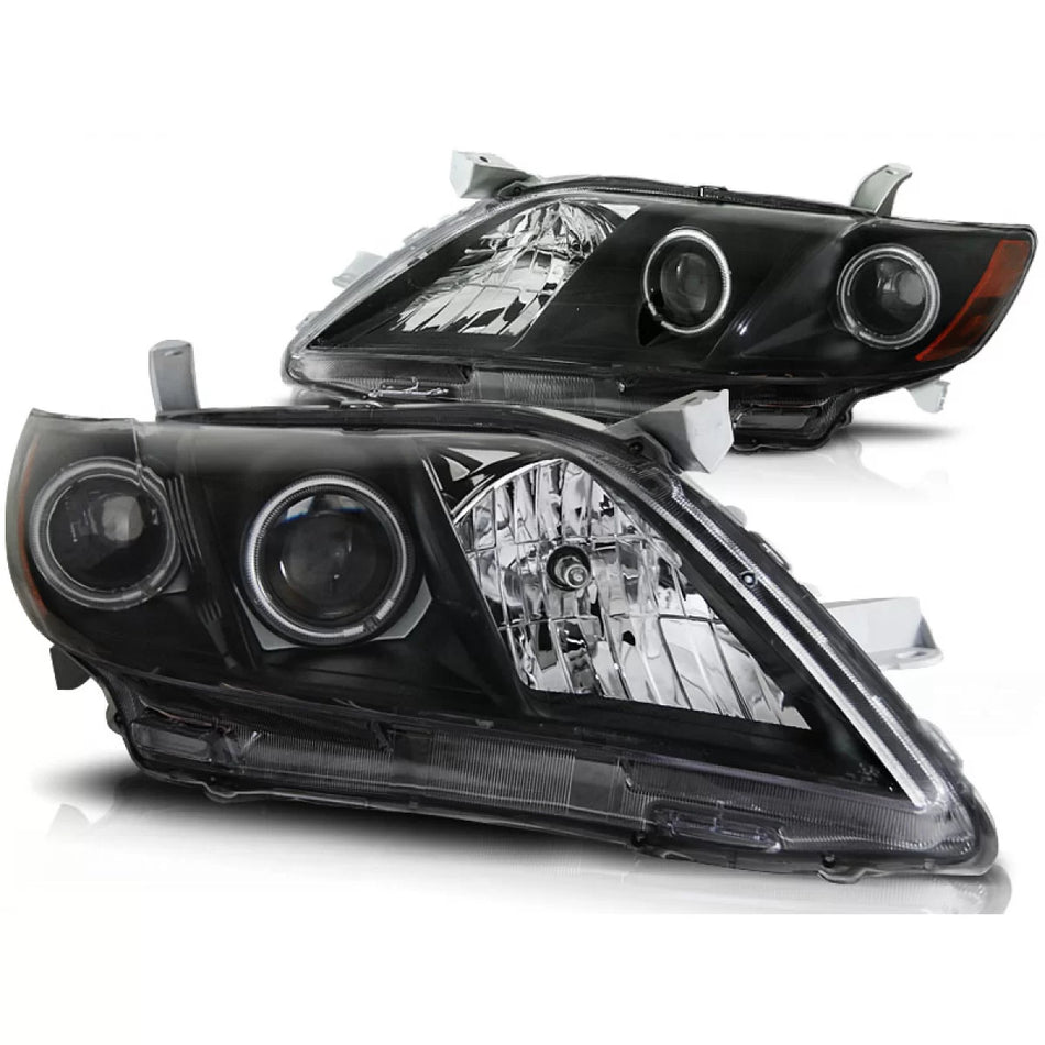 Fanali Angel Eyes Neri Anteriori per Toyota Camry 6 XV40 06-09