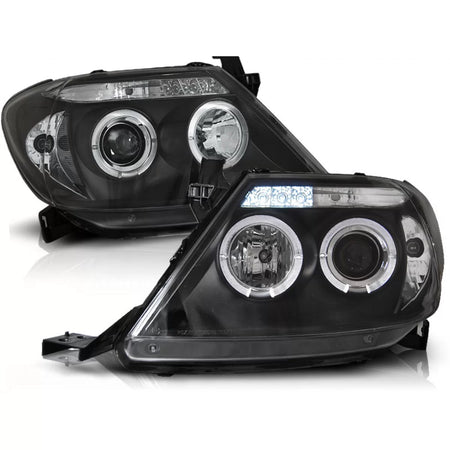 Fanale Anteriore Angel Eyes Nero per Toyota Hilux 05-11