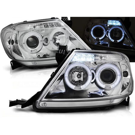 Fanali Angel Eyes Cromati Anteriori per Toyota Hilux 05-11