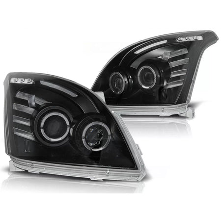 Fanali Angel Eyes Neri Anteriori per Toyota Land Cruiser 120 03-09