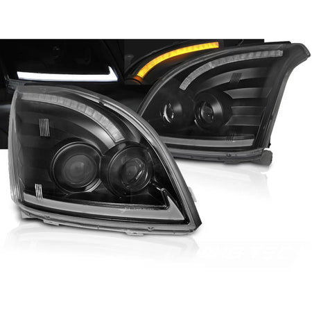 Fanale Tubolare LED Sequenziale Nero Anteriore Toyota Land Cruiser 120 03-09