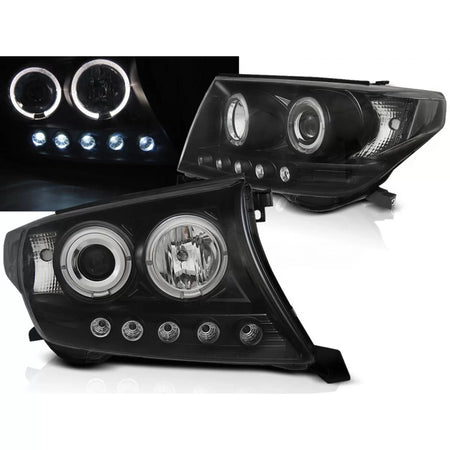 Fanale Anteriore Angel Eyes Nero per Toyota Land Cruiser FJ200 07-12